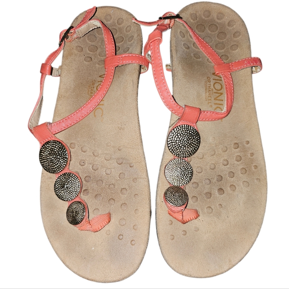 💖⏩️Vionic Coral Sandals with Metallic Accents